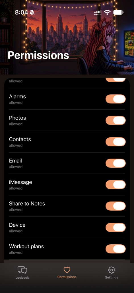 Sintax Permissions with Email and iMessage switched on.