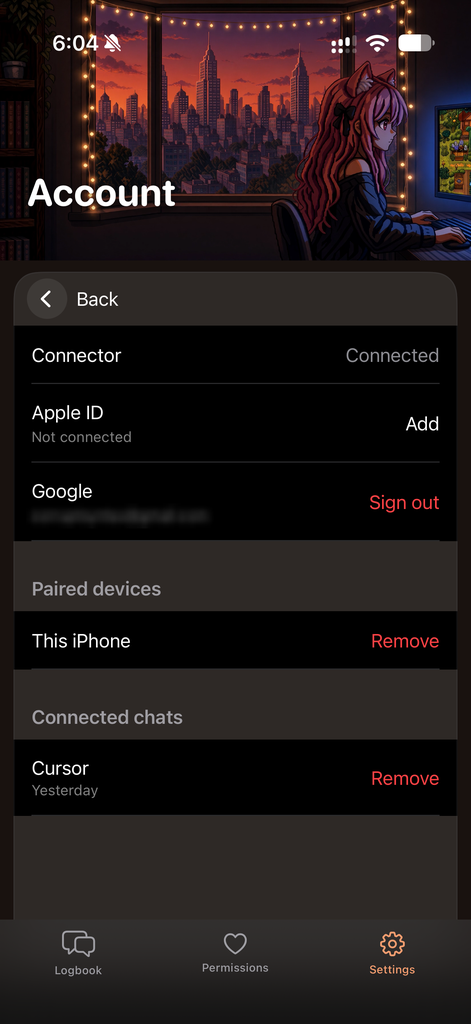 See and remove the devices and chats you’ve connected